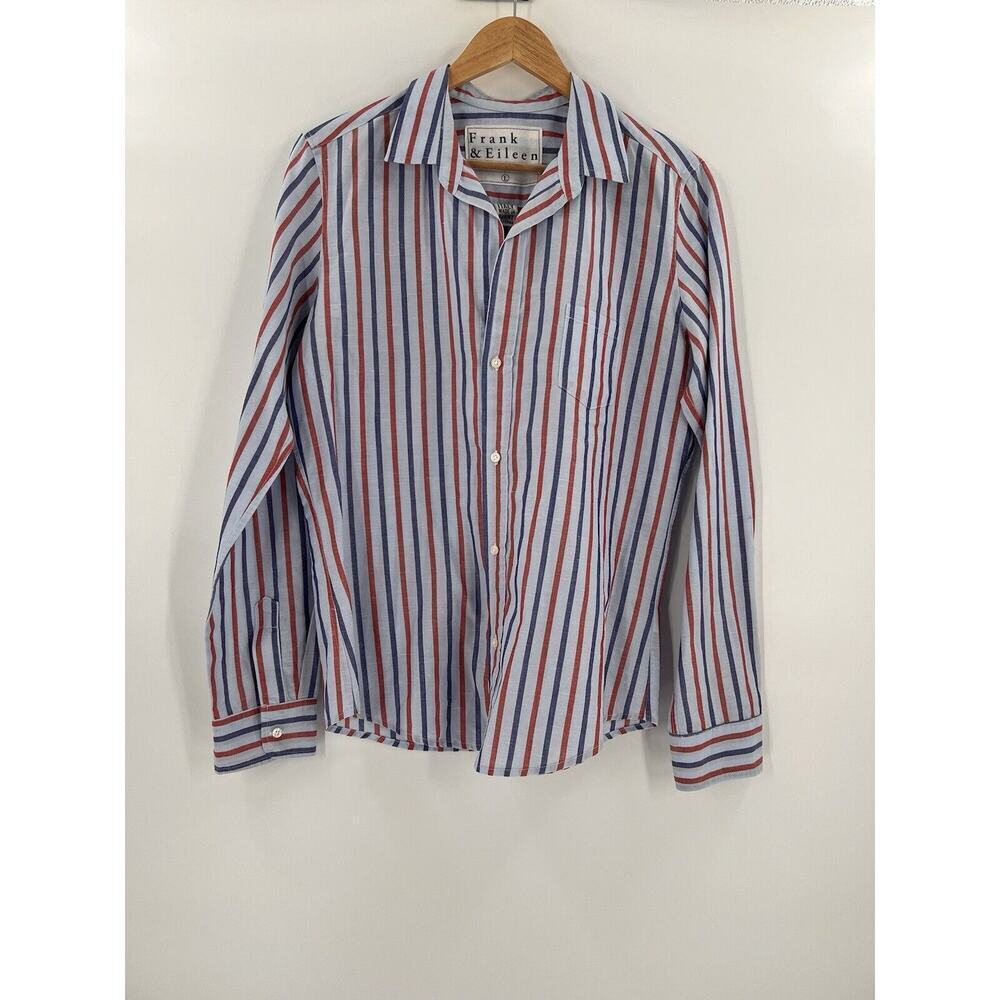 Frank Eileen “Eileen”Shirt Button Down LS Multicolor Striped Linen Blend LARGE